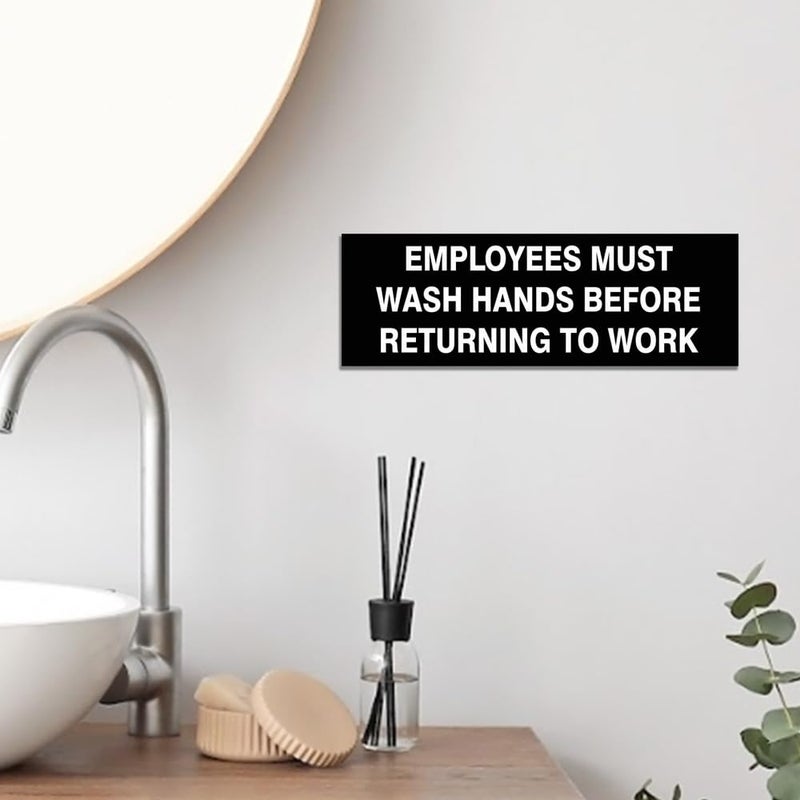 All Quality Basic Employees Must Wash Hands Door/Wall Sign - Brushed Gold - Small - Image 2